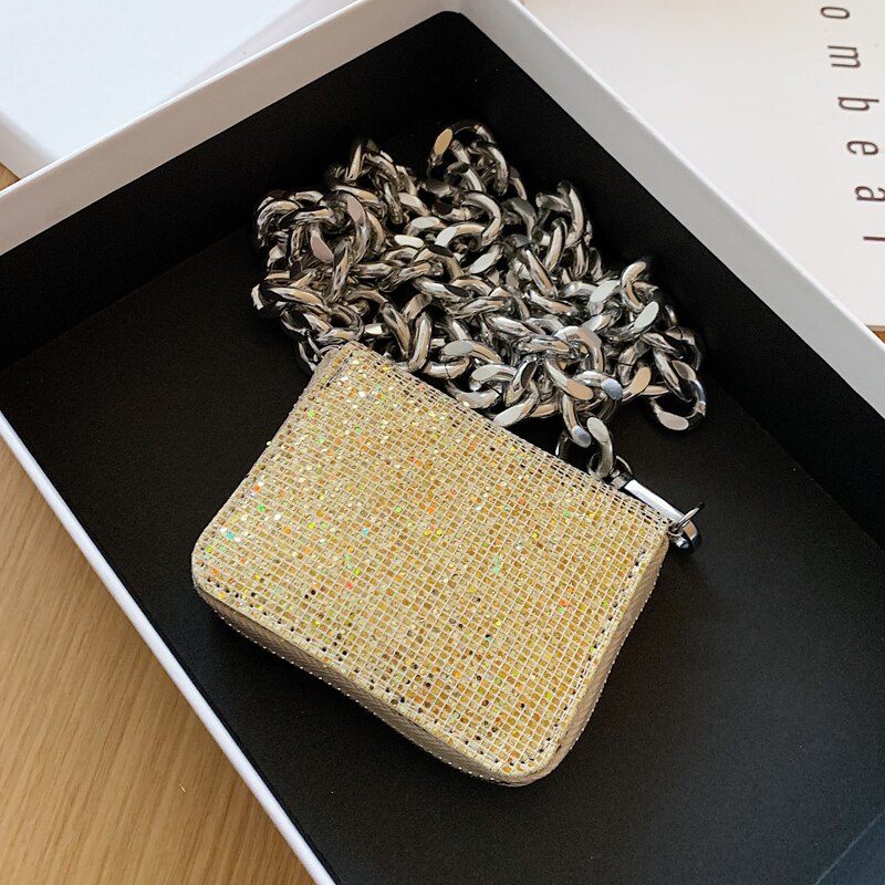 DKQWAIT Shoulder Bag - Small Square Flap Bag - PU Leather - Zipper Closure - Party & Evening