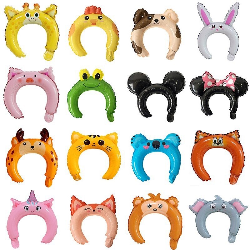 12 Stks/partij Cartoon Haar Sluiting Ballonnen Herbruikbare Dier Aluminiumfolie Haarband Ballon Verjaardagsfeestje Ballonnen Party Decoraties