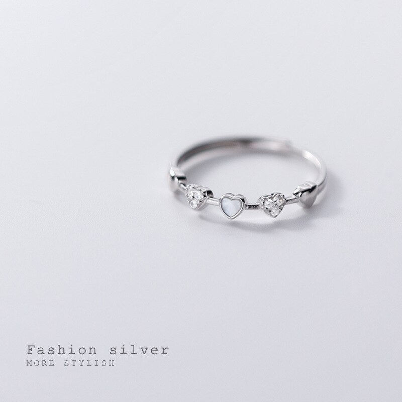 La Monada 50-57mm Heart Silver Ring 925 Korean Adjustable Rings For Women Silver 925 Sterling Jewelry Stylish Rings For Girls: Silver