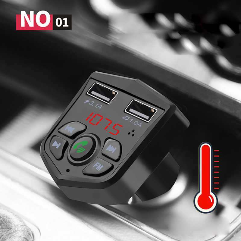 Cargador USB Dual 3.1A para coche Bluetooth 5,0 Kit manos libres para coche inalámbrico transmisor FM con Bluetooth LCD reproductor de MP3 para coche