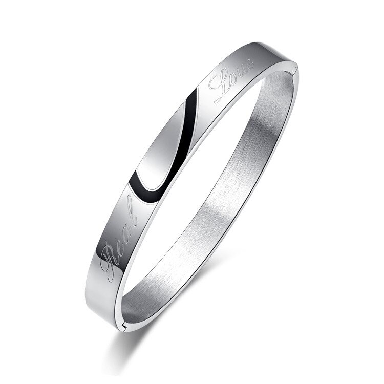 Amor real casal pulseiras de jóias de aço inoxidável encantos amantes presente metade coração quebra-cabeça pulseira jóias de casamento