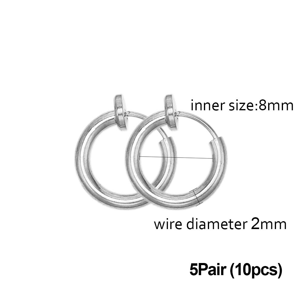 1-5 pares de aros de Clip de acero inoxidable sin agujeros para las orejas sin pendiente de perforación para pendiente de Clip sin perforación fabricación de joyas: Con recubrimiento de titanio