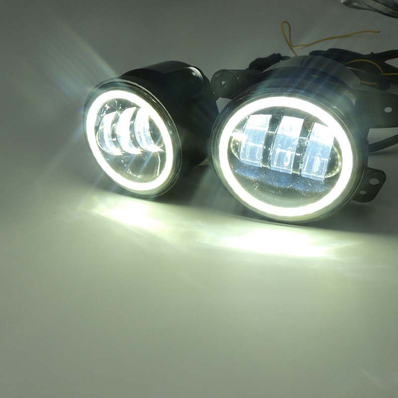 2PCS 4Inch Round Led Fog Lights 30W 6000K White Halo Ring DRL Off Road Fog Lamps For Jeep Wrangler JK TJ LJ Dodge Journey: white
