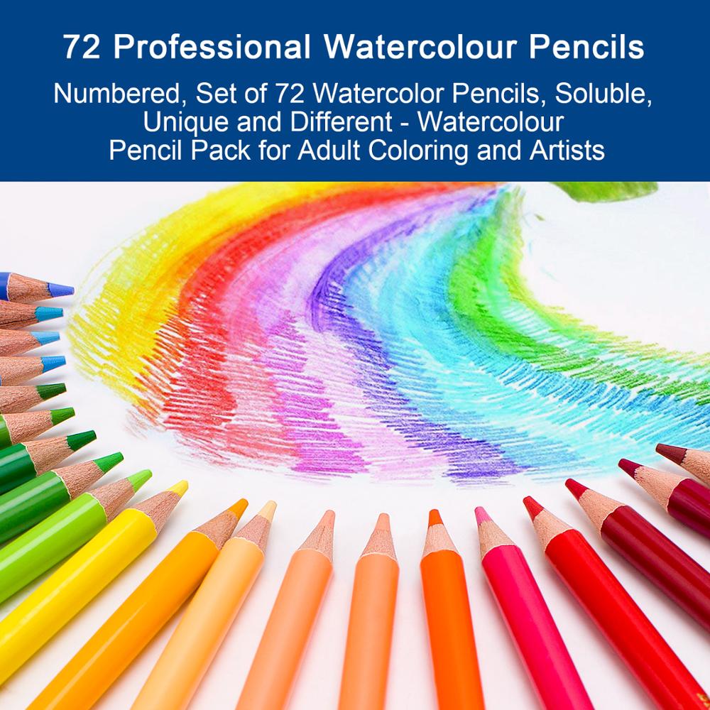 180 Watercolour Pencils, Numbered, Soluble, Unique Watercolour Pencil Pack for Adult Coloring and Artists