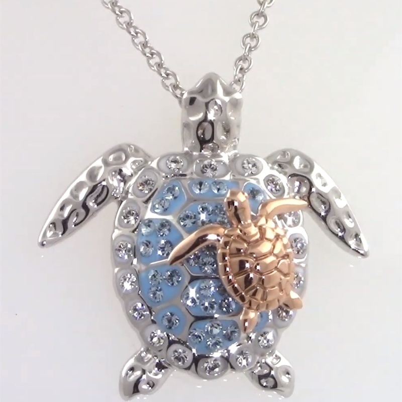 Pretty Alloy Turtle Necklace Sea Turtle Mother & Baby Pendant Personality Charm Women Jewelry Mother's Day