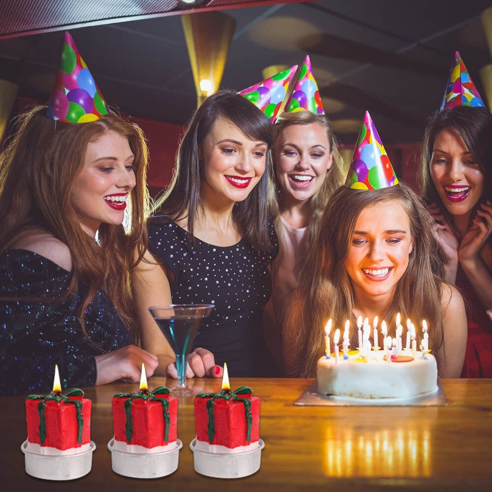 3pcs Cute Christmas Tealight Candles Santa Snowman Pine Cone Box Candle for Home Xmas Party Celebration Decorations