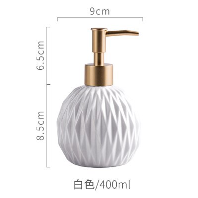 Dispensador de jabón redondo de cerámica, forma de ventilador plegable, botella de loción de cerámica, Cabezal de presión dorado, accesorios para baño, botella de Gel de Ducha: C