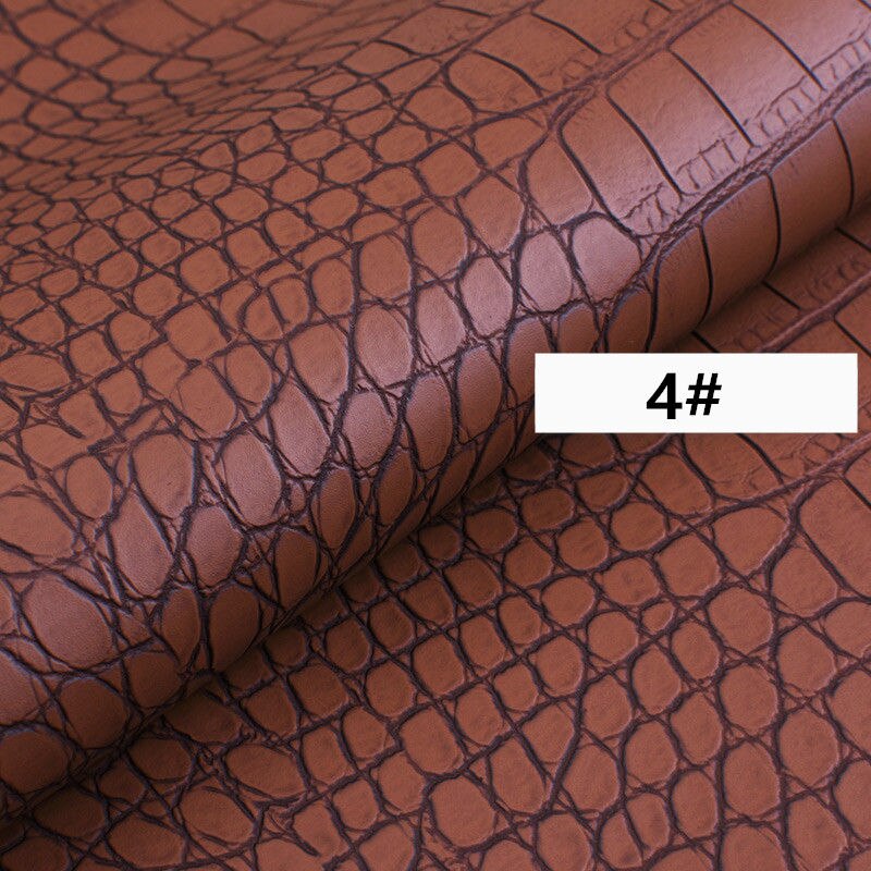 50x138cm 0.8mm Faux PVC leather Fabric Imitation Crocodile Skin Embossed Synthetic PVC Faux Leather for Decoration Sofa Home: No04 Dark Brown