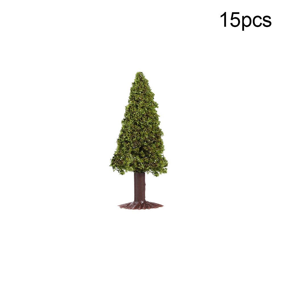 15pcs Green Scenery Landscape Model christmas Trees Diorama Miniatures year decoration: 55mm