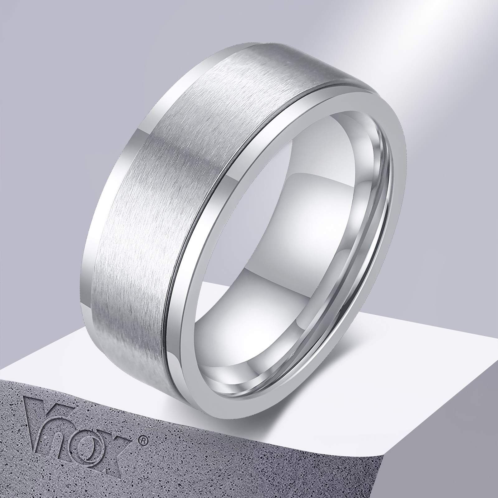 Vnox- Bague Spinner 6/8mm pour Homme, Accessoire Anti-Stress, Alliance Classique en Acier Inoxydable, Bijoux de Sport Rune Viking Décontractés
