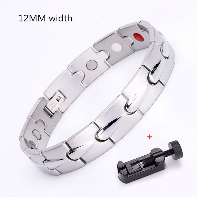 Neue Magnetische Energie Armbinde Für Männer Frauen Arthritis Bio Magnet Therapie Titan Stahl Armbänder Armreif Gesundheit Pflege Schmuck: 12mm Silber- w Werkzeug