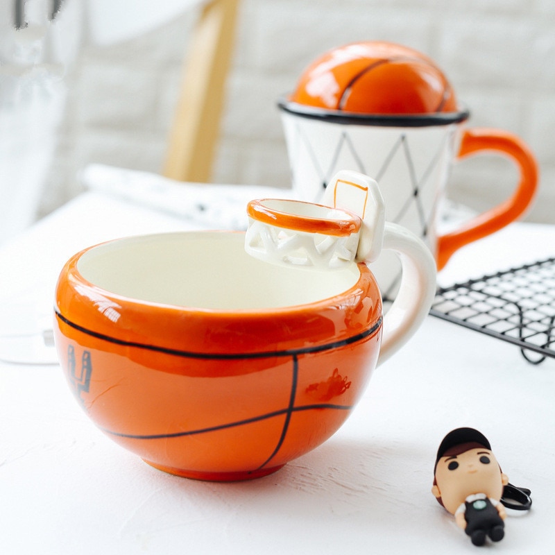 Football Shape Coffee Mug With Handle Ceramic Cup Office Household Milk Tea Mugs For Child Birthday