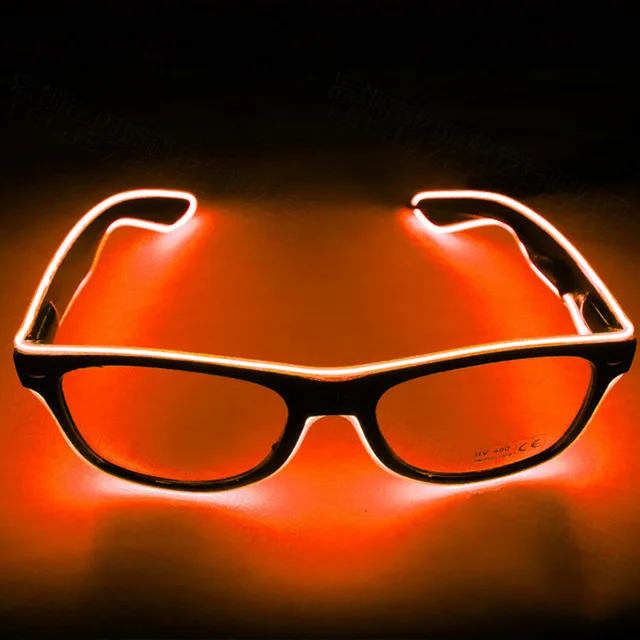 1PC Flashing EL Wire LED Light Up Party SunGlasses Led Glasses Luminous Party Decorative Lighting Classic Novelty Bright: Orange