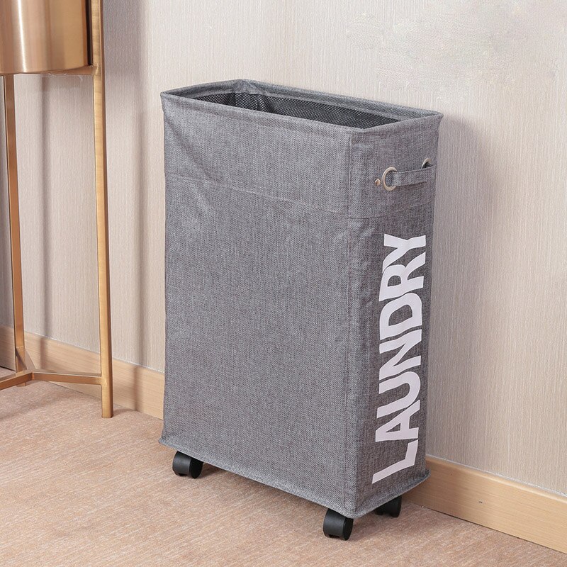 Foldable Laundry Basket Organizer With Wheels Waterproof Organizer Dirty Clothes Toys Basket Large Capacity Slim Laundry Hamper: Dark Gray