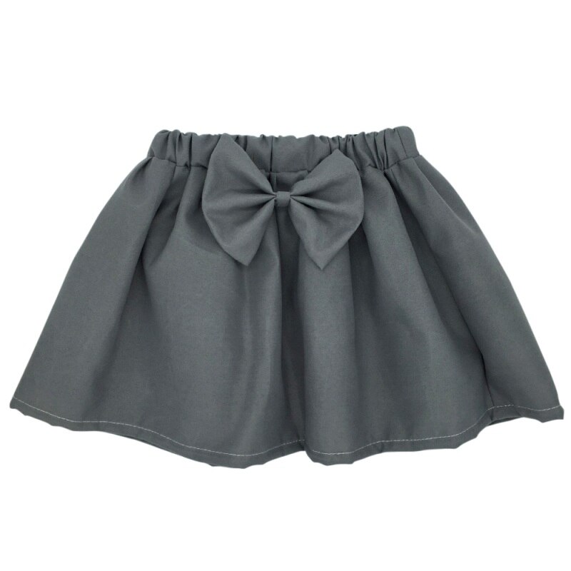 Baby Kid Mini Rok Meisje Leuke Geplooide Pluizige Rok Party Dance Rok Solid Bow Gedrukt Rokken: Donkergrijs