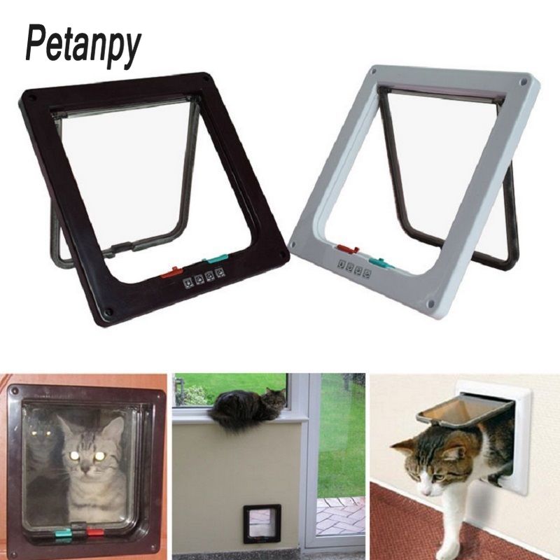 4 voies verrouillable chien chat porte chaton sécurité rabat porte chiot en plastique porte ABS plastique S/L Animal petit Animal fournitures produits