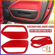 1 Pair Door Panel Insert Cards Leather Fit For Ford Mustang 2005 2006 2007 Replacement Front Door Plate Parts