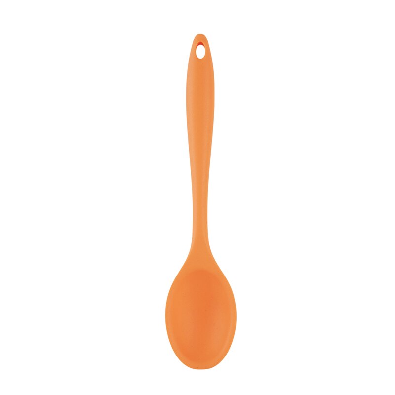 3 färg matkvalitet silikon långhanterad soppsked enfärgad barnsked kök silikonsked bestick redskap tillbehör: Orange