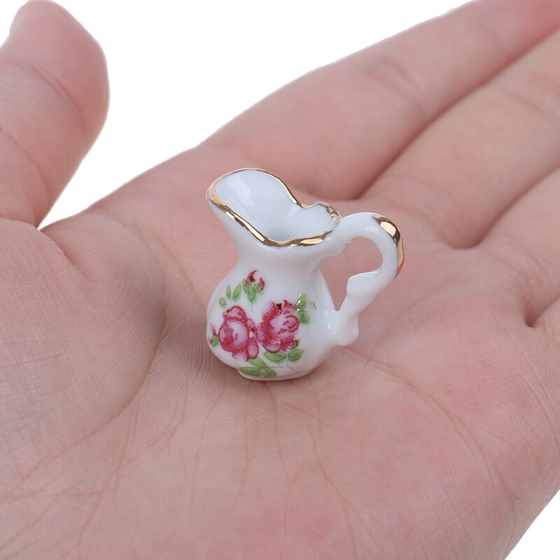 Wit Keramiek Mini Waterkoker + Wastafel Kinderen Diy Miniaturen Voor Poppenhuizen Theepot & Wastafel Speelgoed 1:12 Miniatuur Poppenhuis Meubels