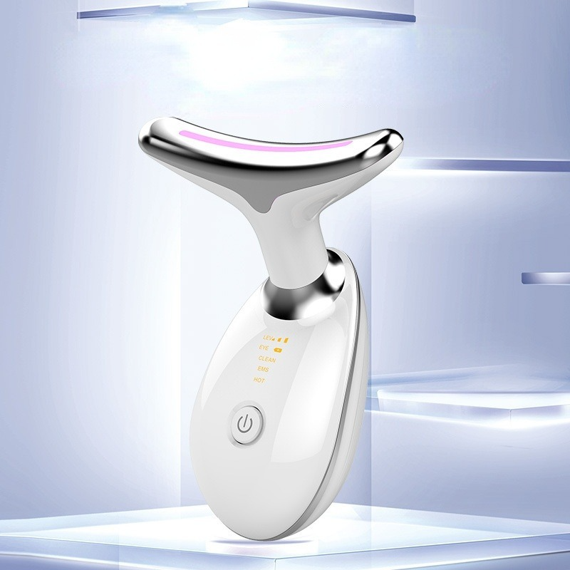 Masajeador térmico EMS para mujer, dispositivo de belleza facial con fotones LED, eliminador de arrugas, microcorriente, estiramiento y estiramiento del cuello