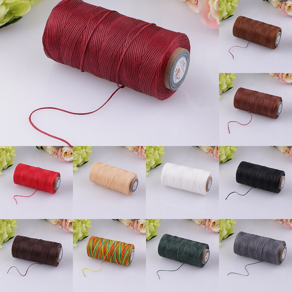 1 Spool 200m 1mm Polyester Flat Waxed Thread for Leather Sewing, Shoe Clothes Repair