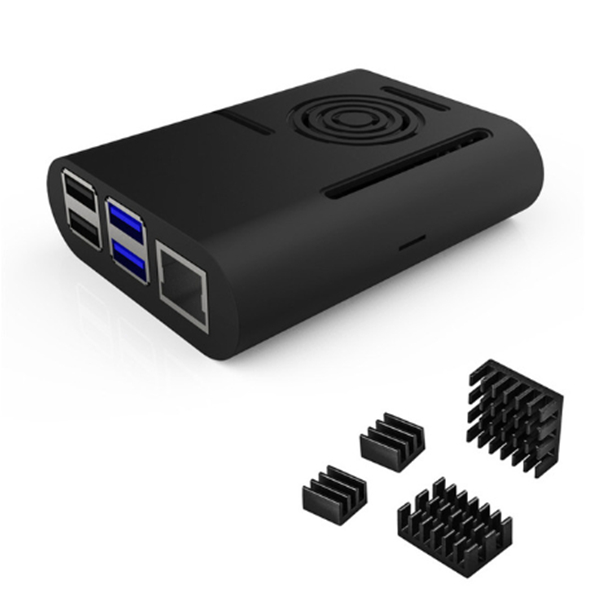 Aokin Raspberry Pi 4 Model B Case met Cooling Fan Heatsink Aluminium Koellichaam Voor Raspberry pi 4 4B Cover: black with heatsink