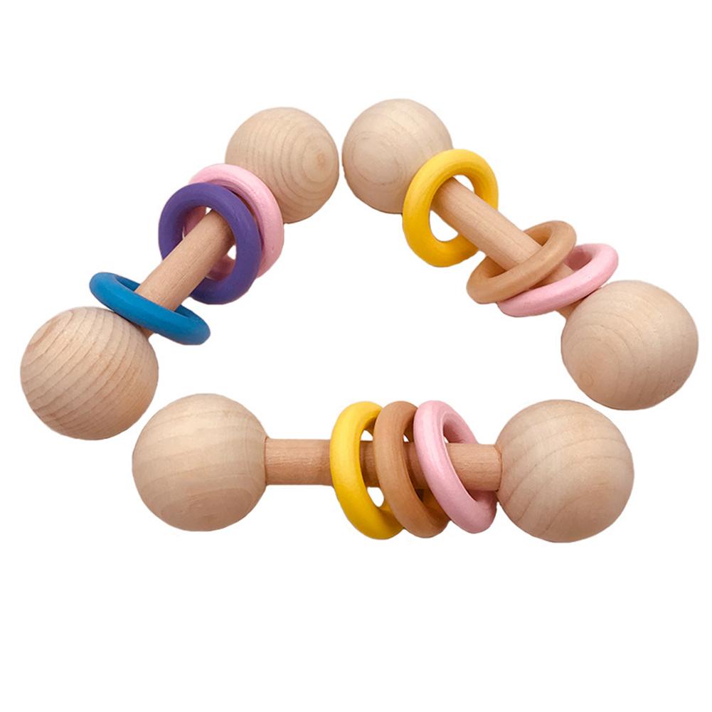 Houten hand schuddende rammelaar ringen bel bijtring baby kauwen bijtring douche speelgoed baby speelgoed voor geboren baby verjaardag