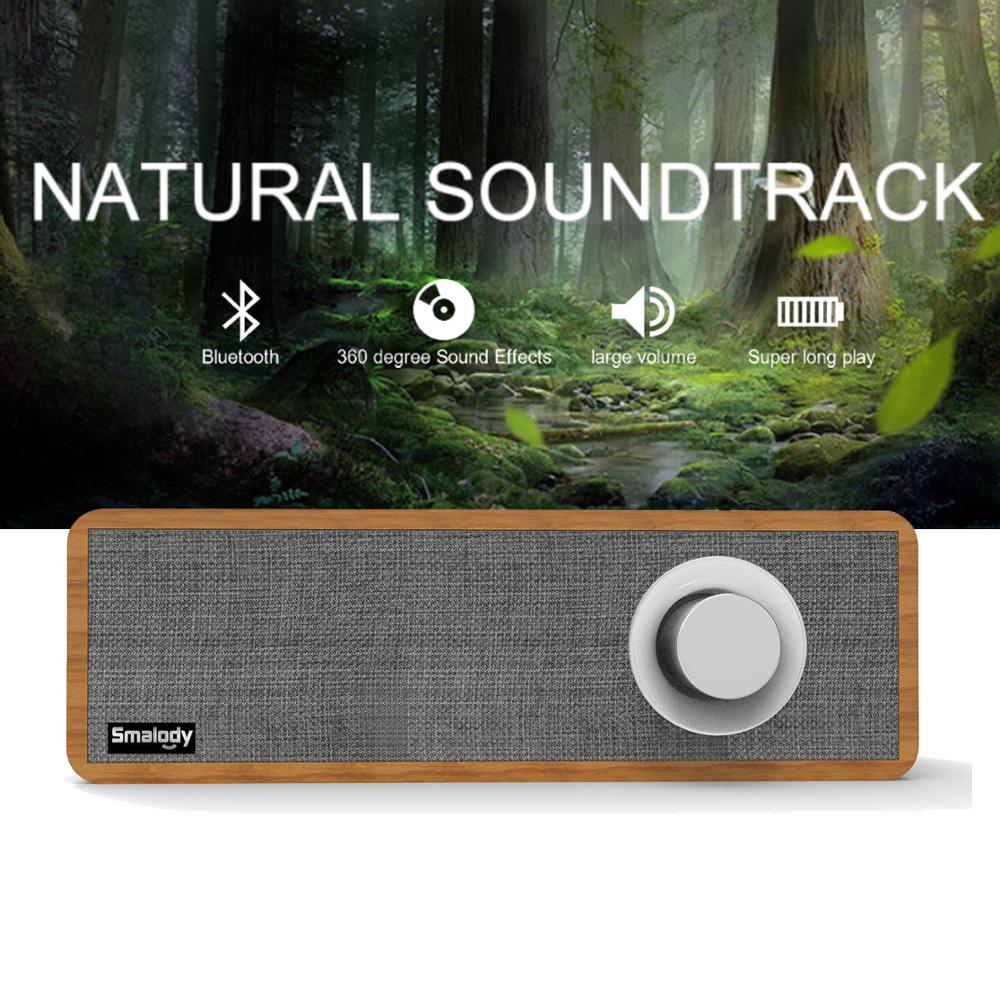 STONEGO Handmade Oak Wood Portable Bluetooth Speaker, Bluetooth 4.2 Wireless Speakers with Multifunctional Knob LED Indicator