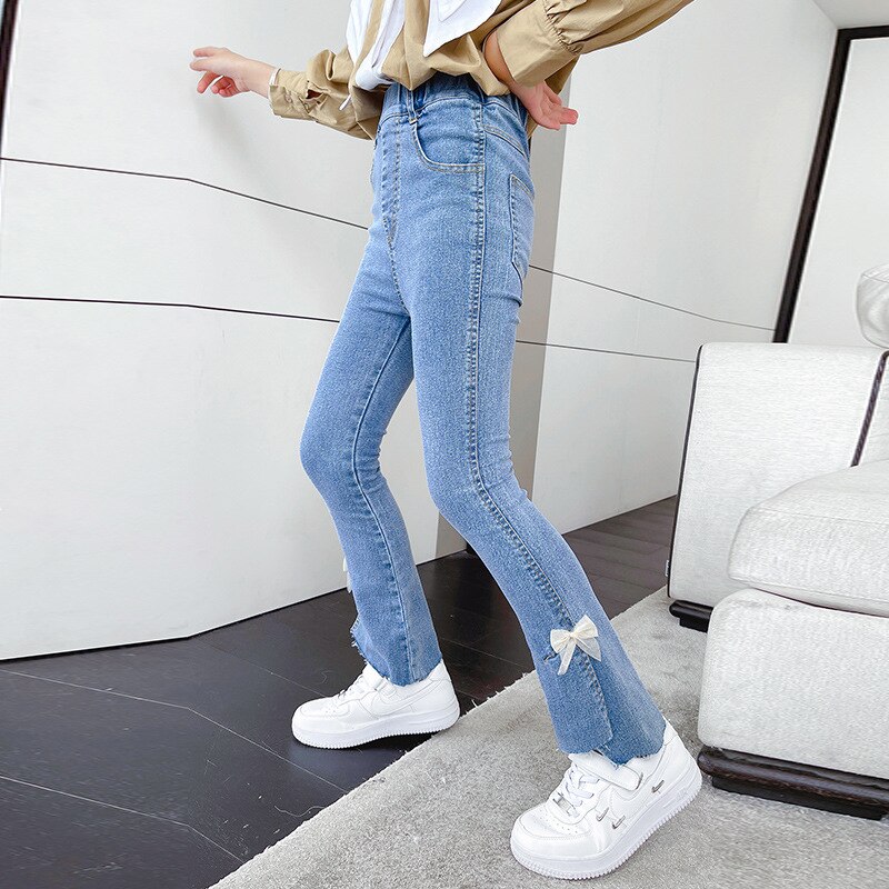 Jeans Fille Taille Haute Bootcut 2026 - Coupe Large Décontractée Style Coréen, Pour Ado, été, En Polyester