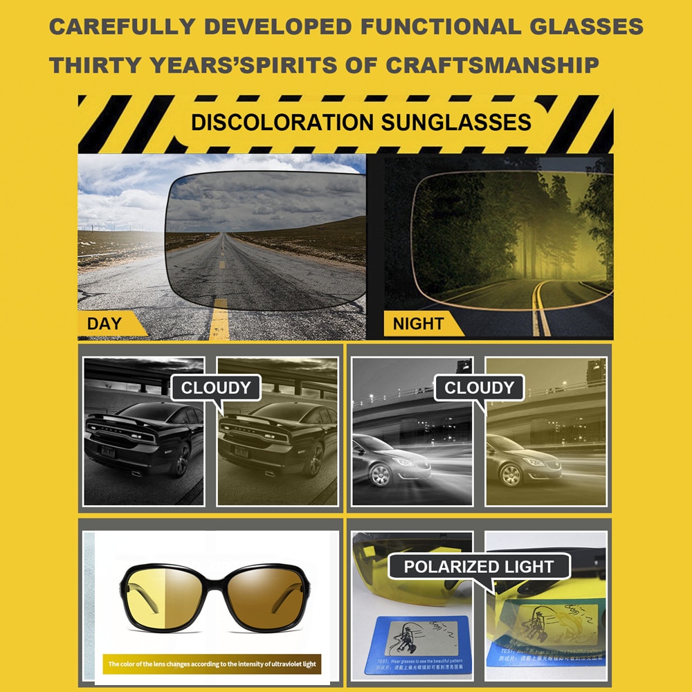 Vision nocturna kvinder nattesyn briller polariserede mænd antirefleks linse gule solbriller kørsel nattesyn beskyttelsesbriller til bil