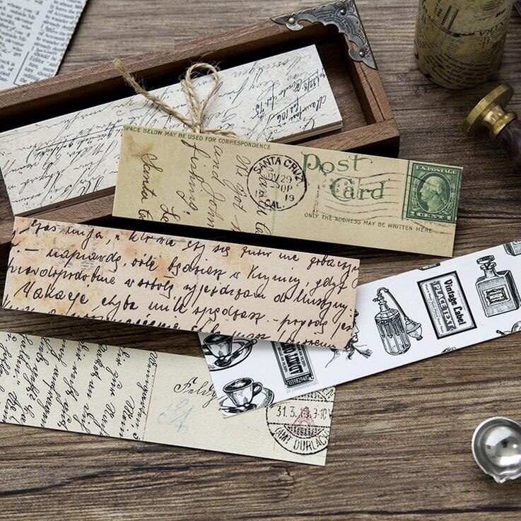 Juego de marcapáginas de papel kraft, etiquetas de diy para niños, tarjetas de palabras, papelería linda, Estilo Vintage, 30 unids/caja por lote