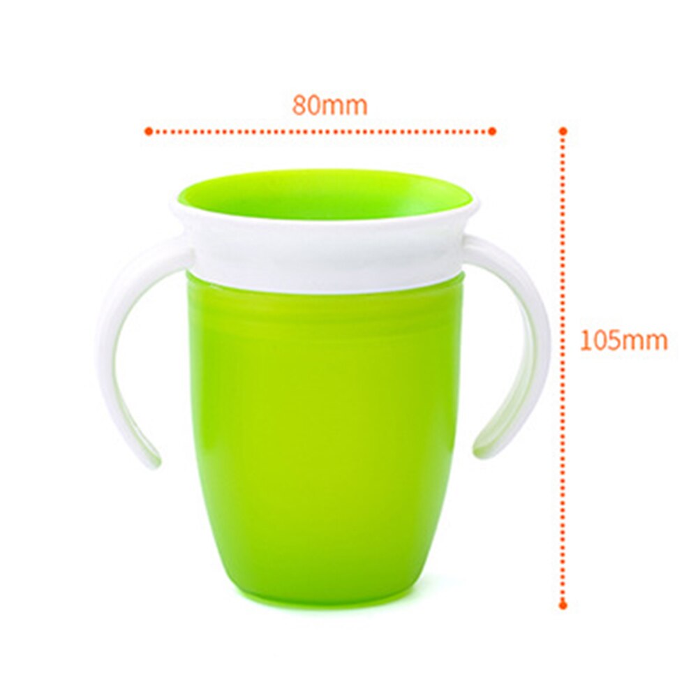 Botella mágica de alimentación de agua para niños a prueba de fugas de 360 grados, botella giratoria de aprendizaje para bebé, copa de plástico para beber con tapa abatible de doble manija