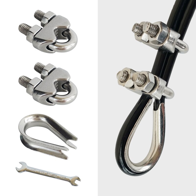 Treningsstudio gjør det selv hjemmelaget ståltau låser tilbehør sett rustfritt stål ringer skjøter låse inn fitness pully kabel maskin stålwire