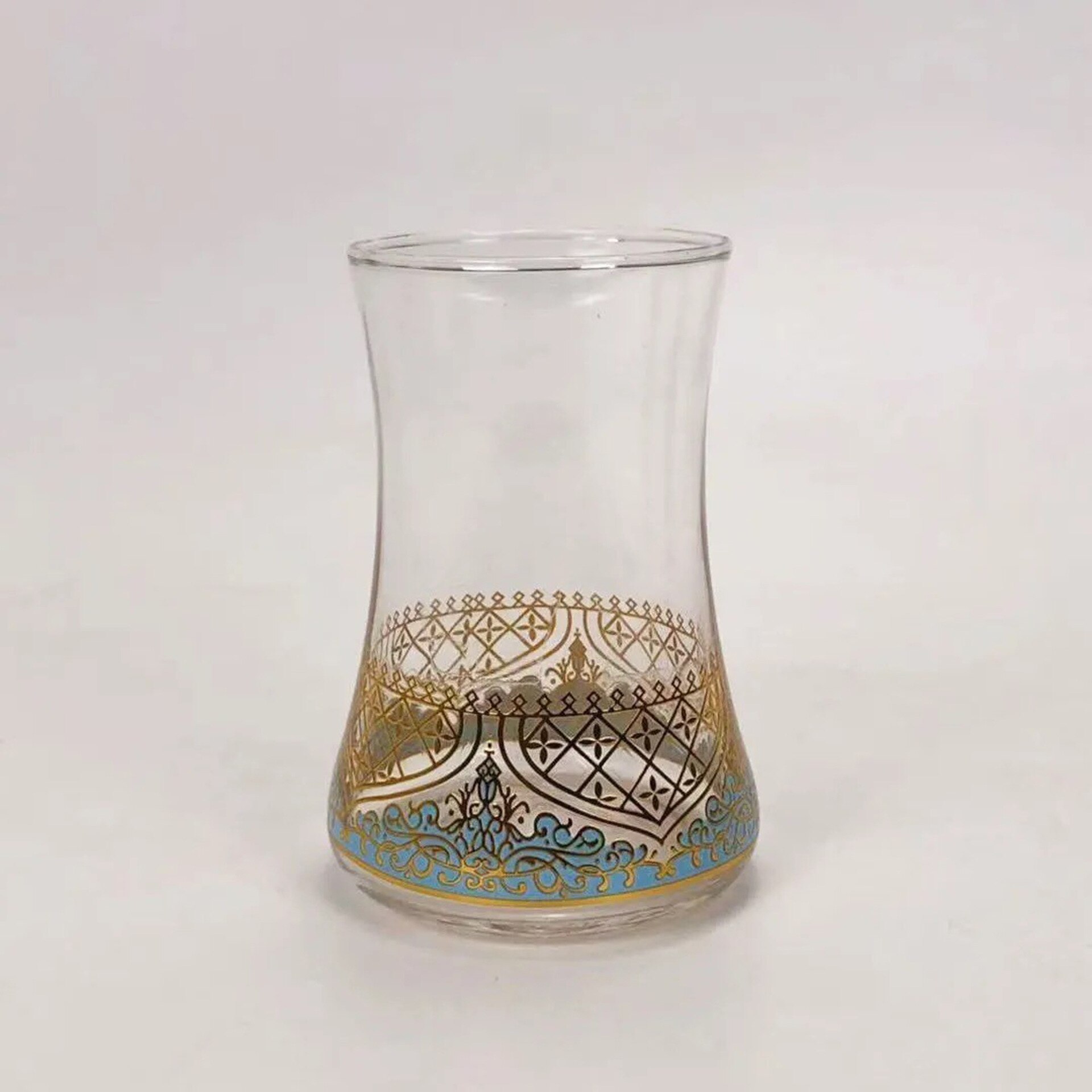 Turkish Tea Cup Box Set Blue Gold Pattern Afternoon Tea Cup Saucer Coffee Cup Glass Leisure Tea Set High-end Noble Cupware