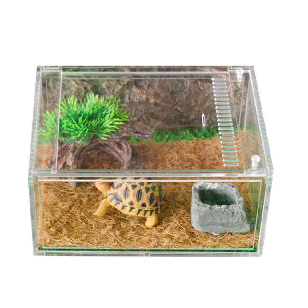 Reptile Tank Insect Spiders Tortoise Lizard Acrylic Transparent Breeding Box Vivarium Lid Reptile Pet Product Terrarium S/L Size: L