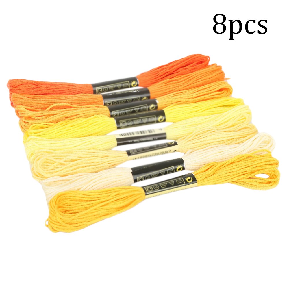 8 Uds Multicolor similares DMC hilo DIY Cruz puntada algodón ovillos de costura de hilo de bordado Kit de seda herramientas de costura: 01