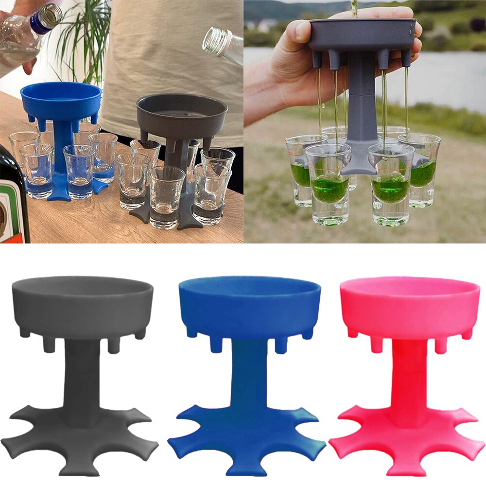 6 Shot Beverage Glass Dispenser Holder Portable Wine Dispenser Pourer Drinking Bar Shot Dispenser Party Bar Accessory