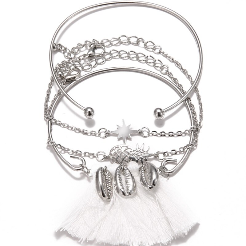 KISSWIFE-brazalete bohemio con borla de Luna y concha para mujer, brazalete Retro geométrico, amuleto para , accesorios de joyería de boda: KWZJ0455