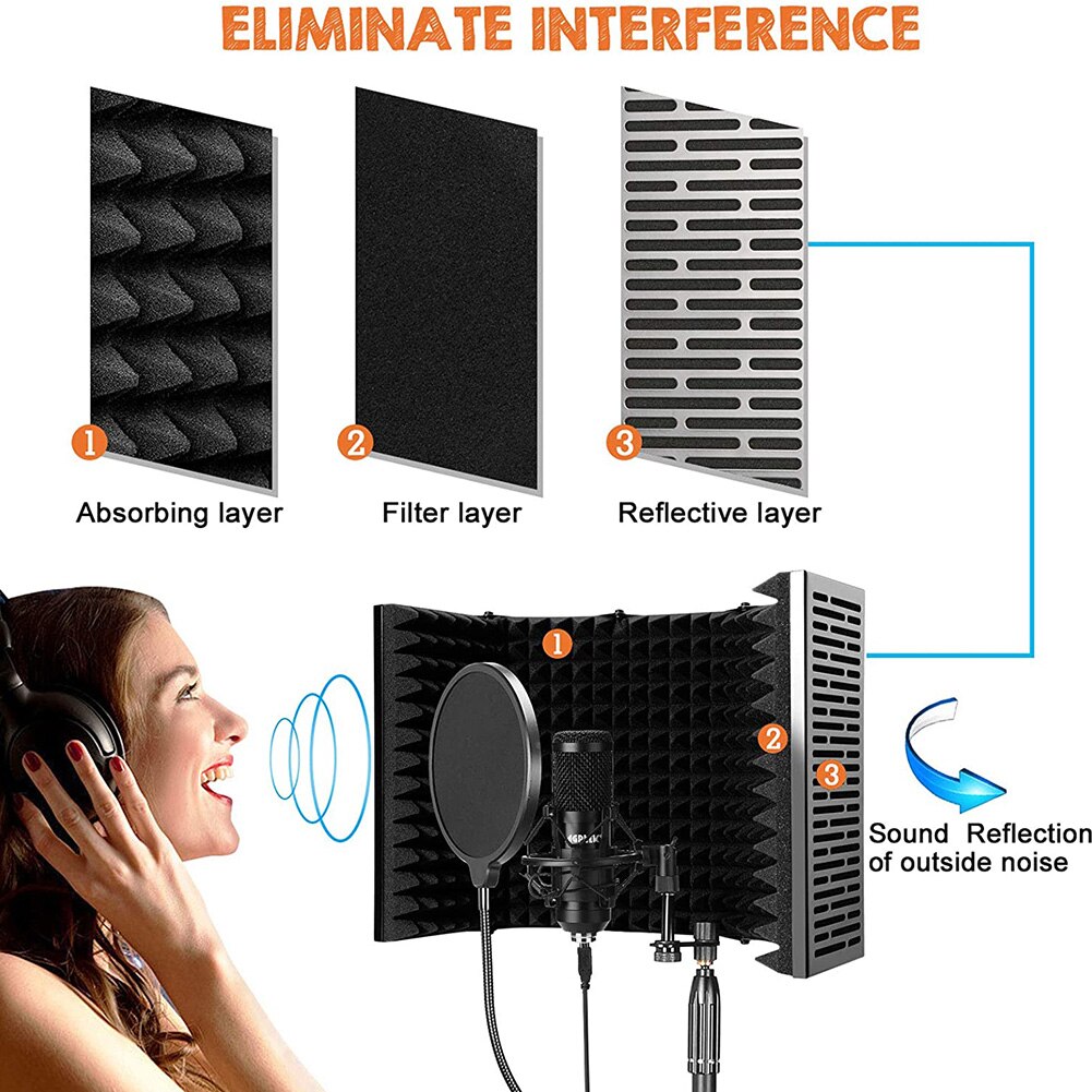Foldable isolation cover microphone sound isolation shielding foam panel recording studio recording microphone accessories
