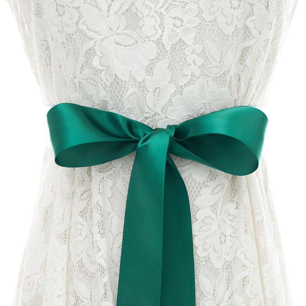 Diamantes de imitación boda Vestido con cinturón Ceñidor hecho a mano perla cinturón de novia con cinta de satén accesorios de boda baratos: Verde