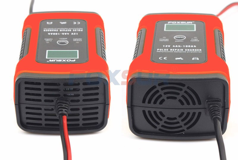 FOXSUR 12 V 20Ah 60Ah 100Ah Lood-zuur Battery Charger UPS Motorcycle & Auto Acculader Puls Reparatie Lader met LCD Display
