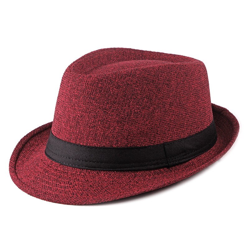 Wuaumx Herfst Winter Mannen Hoed Fedora Hoed Voor Man Vrouw Retro Bowler Hoeden Gentleman Jazz Caps Mannen fedora Pet: Red