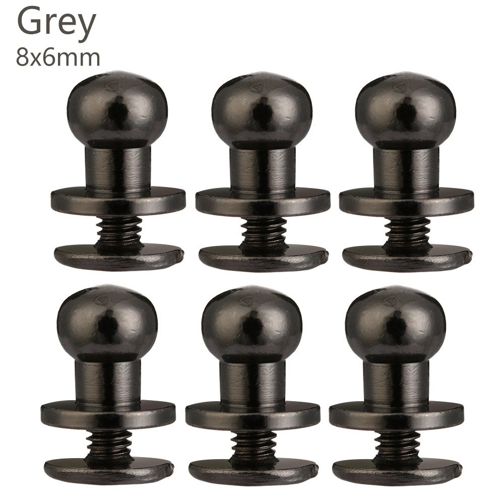 10PCS Monk Head Screws Leather Metal Craft Belt Wallet Solid Brass Nail Rivets Screws Bags Accessories Tacks: 8X6mm Grey