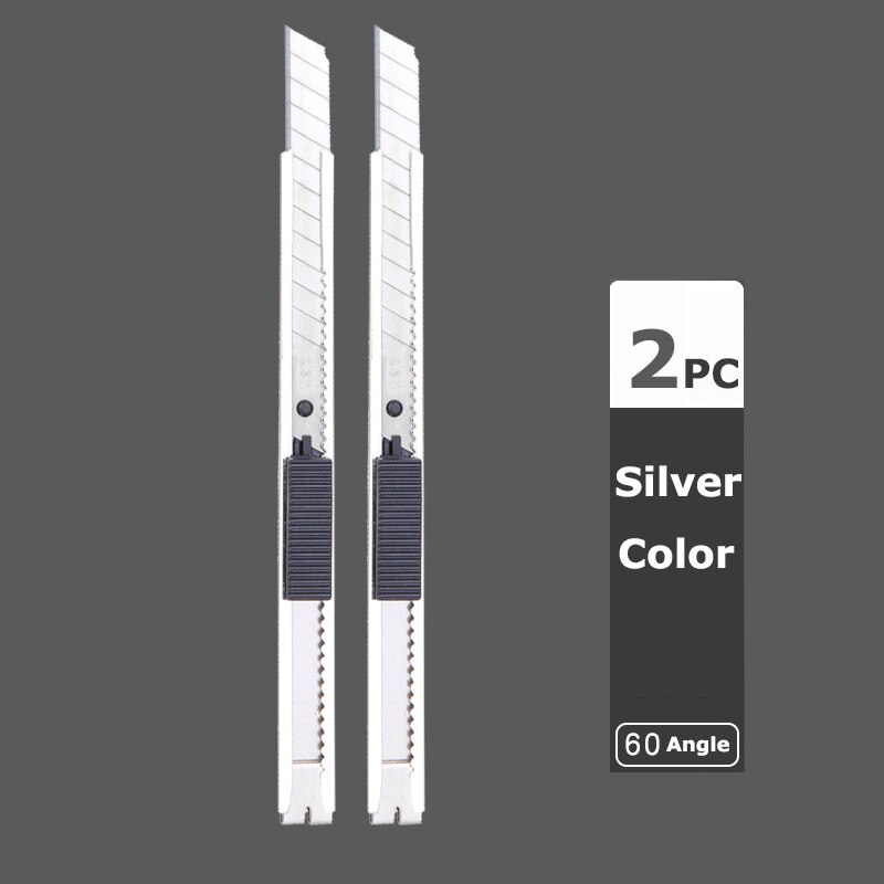 Deli Metal Utility Knife Pocket Knives Retractable Paper нож Unboxing Cutter Self-Locking 60 Sharp Angle Office Supplies: 2Silver Knife