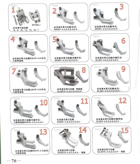 Prensatelas japonés guía de bordes GR367 4,0mm 5,0mm 6,0mm 8,0mm para Durkopp Adler 367.467 767