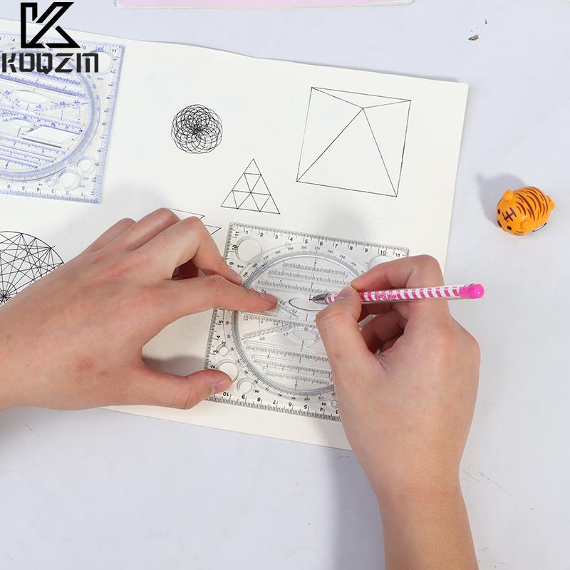 Multifunction Rotatable Drawing Template Art Construction Architect Stereo Geometry Circle Drafting Measuring Scale Ruler