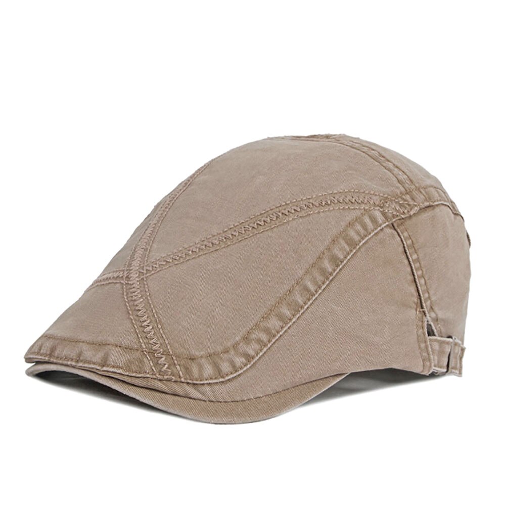 Gorro informal a rayas para hombre, boina de algodón, primavera, verano y otoño: Kahki