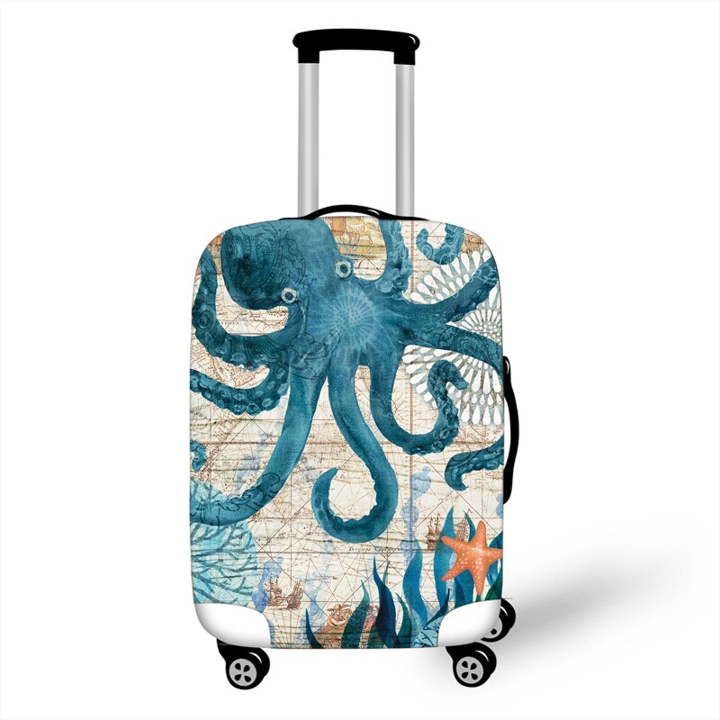 Bagages housse de protection pour mallette élastique couvertures xl, accessoires de voyage motif tortue poulpe, T1 housse de protection s: B / XL