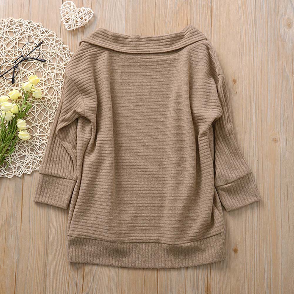 Bambini Maglione di Colore Solido Manica Lunga Cardigan Lavorato A Maglia Cappotto di Maglieria Magliette E Camicette per le Ragazze, Khaki/Vino Rosso 2-7Years