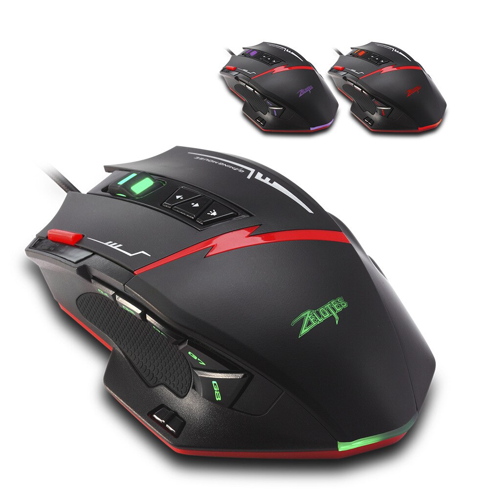 Zelotes C15 computer mouse hand game Gaming Mouse 7000 DPI 13 Programmable Buttons Weight Tuning Cartri gaming mouse: Default Title